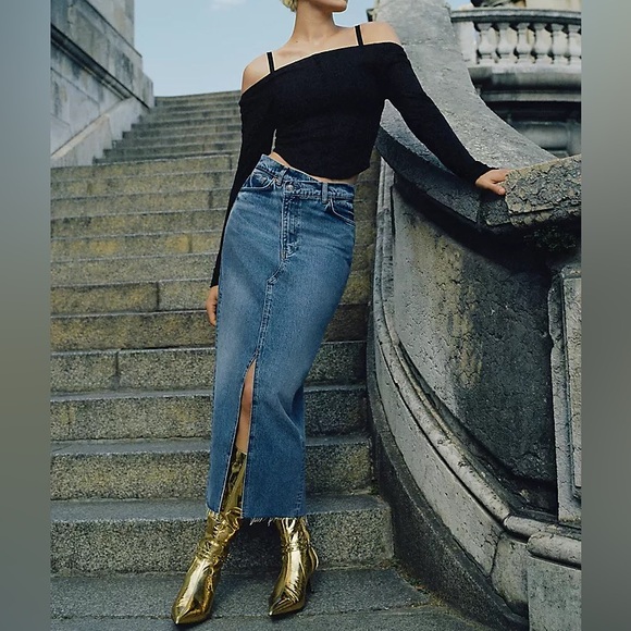 Reformation Nila Long Denim Maxi Skirt size 28